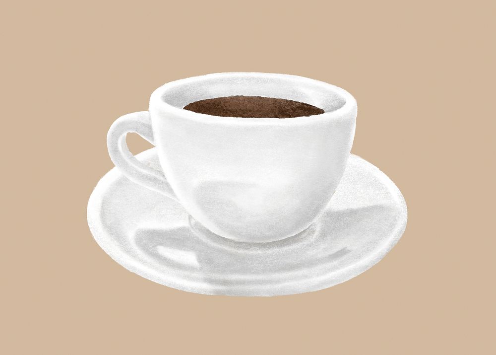 Espresso cup, hot coffee drink illustration psd