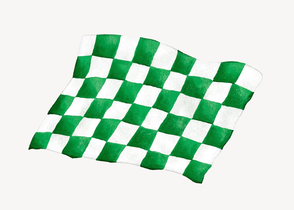 Green checkered pattern paper, realistic illustration vector