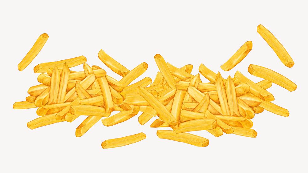 French fries, potato chips, food illustration psd