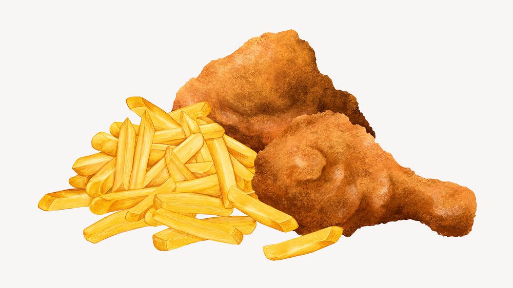 Fried chicken desktop wallpaper, fries fast food illustration