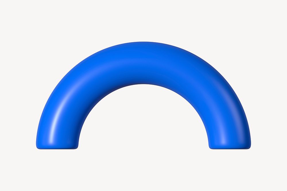 3D blue half torus clip art psd