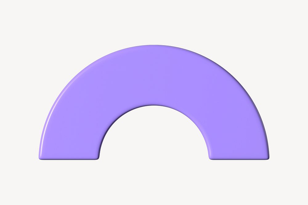 3D purple half torus clip art psd