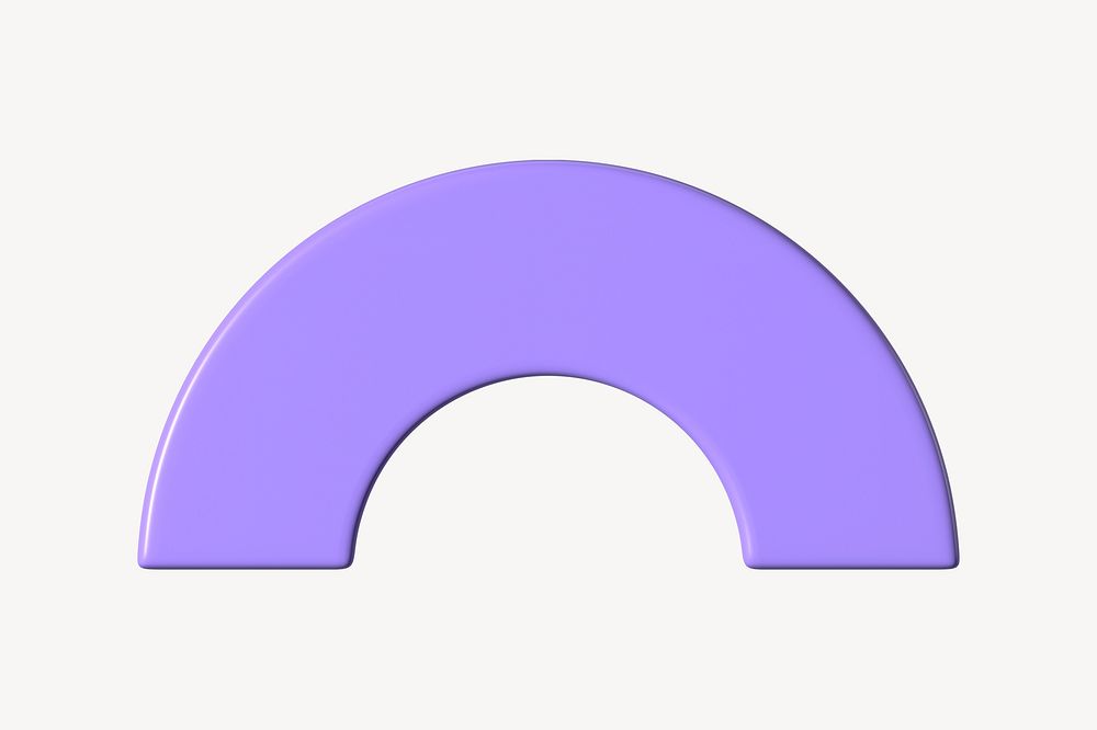 3D purple half torus clipart, geometric shape