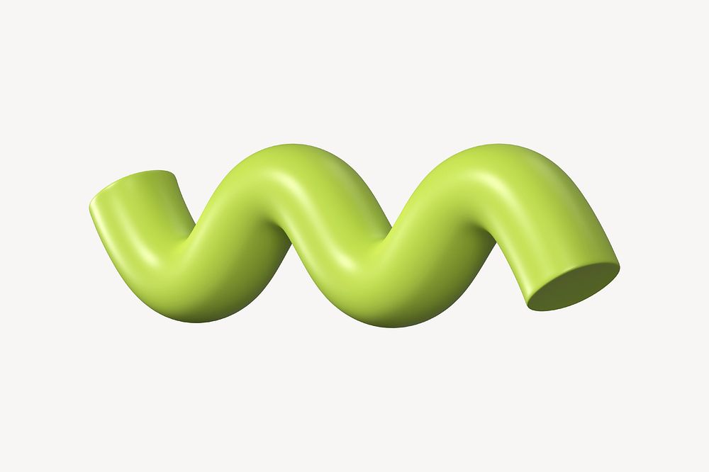 3D green squiggle abstract shape