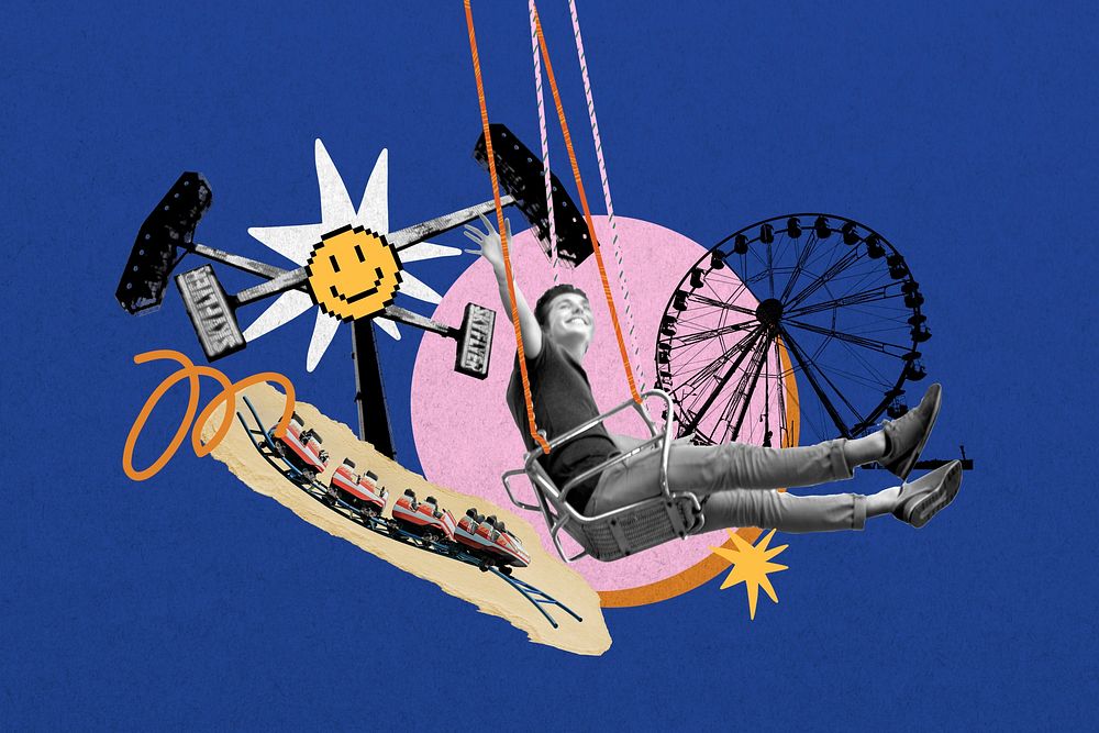 Man on swing, amusement park remix