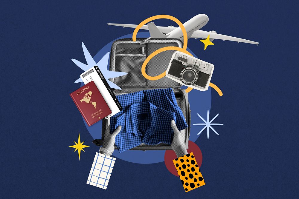 Travel luggage packing, creative remix