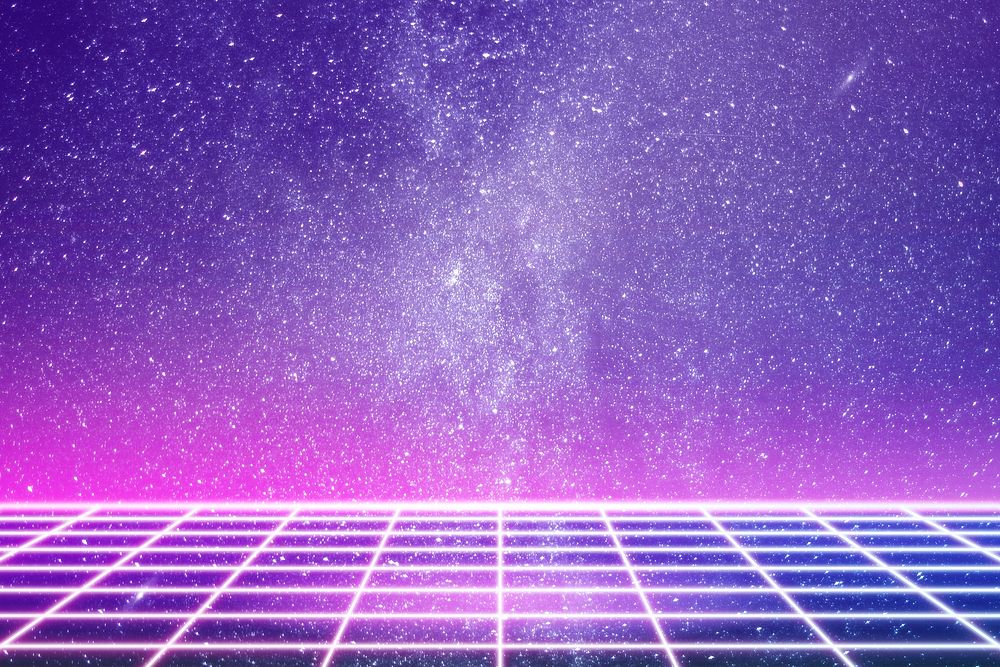 Retro galaxy aesthetic background, neon purple design