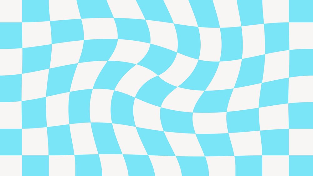 Distorted checkered pattern computer wallpaper, blue background