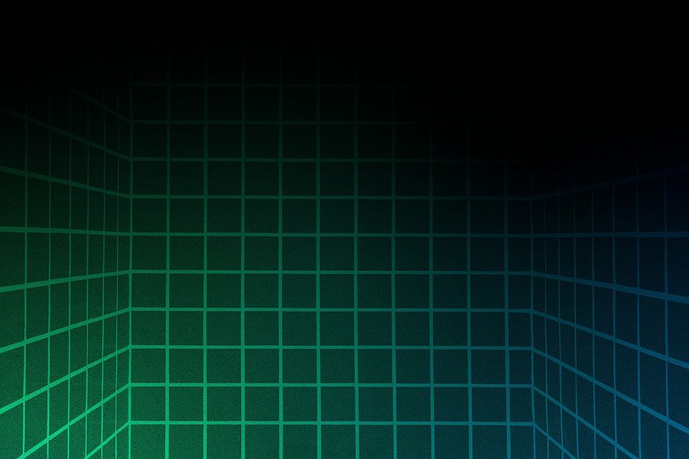 Green gradient grid background, black design