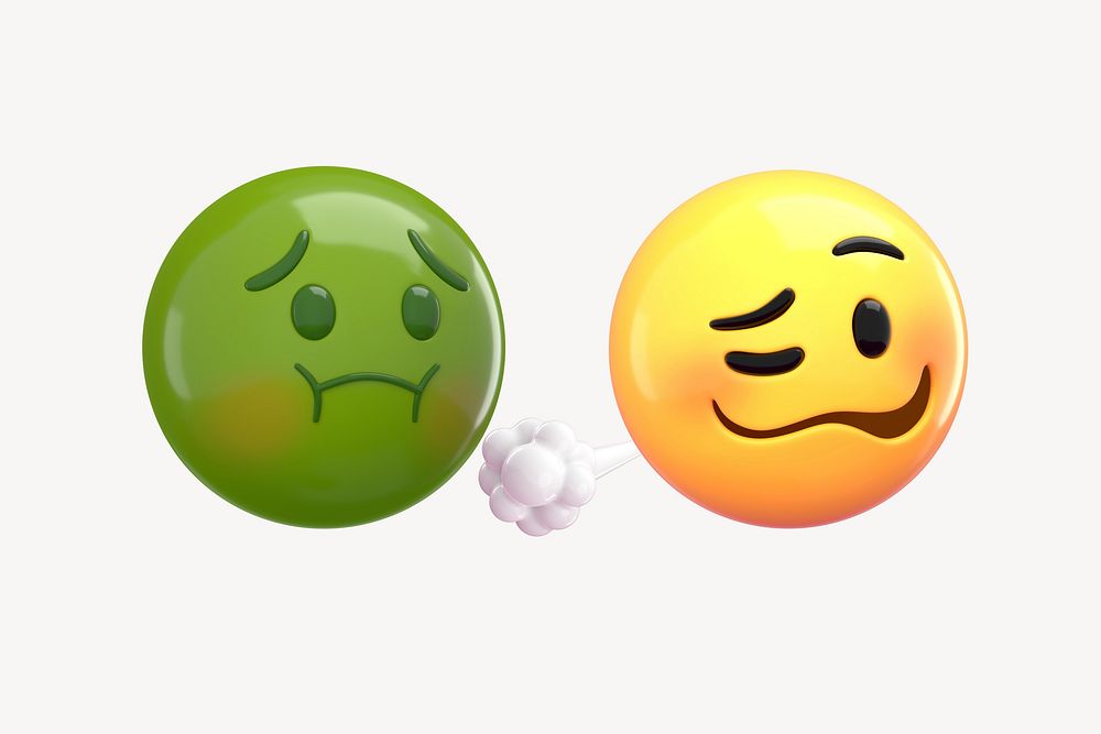 3D nausea and tired emoticons illustration