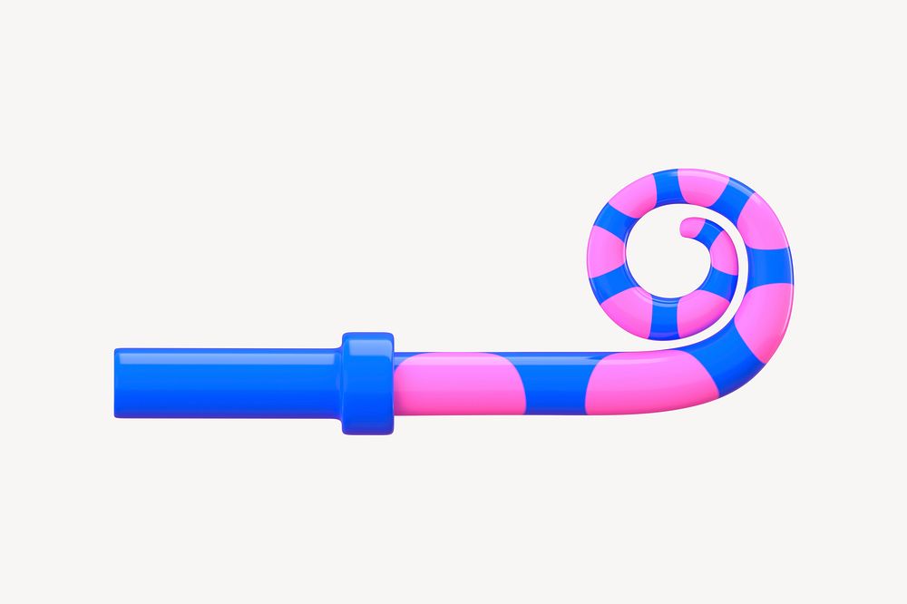 3D party horn blower illustration