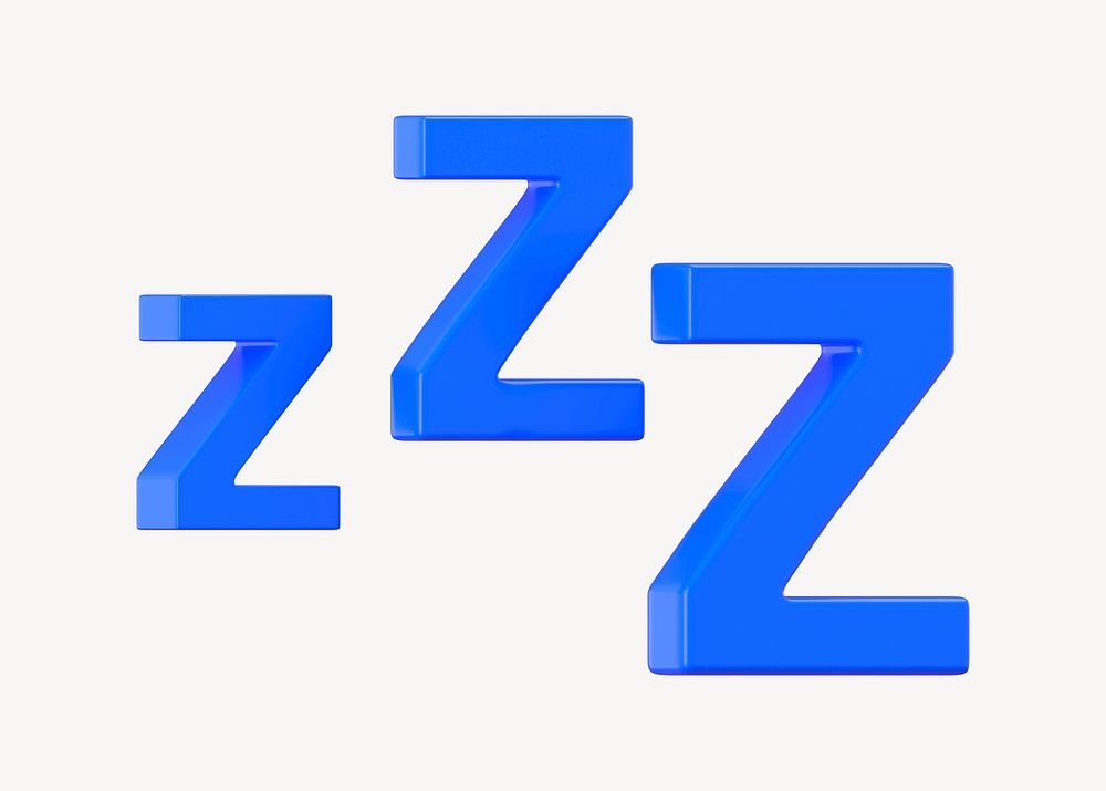 3D zzz sign, sleep icon clipart psd