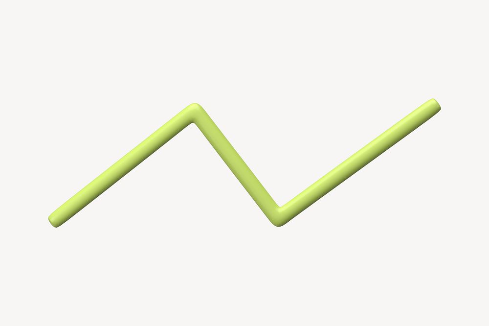 Green zigzag line 3D rendered clipart graphic