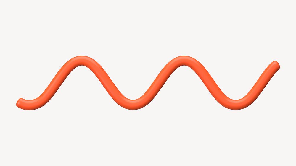 Wavy red line divider 3D rendered shape graphic