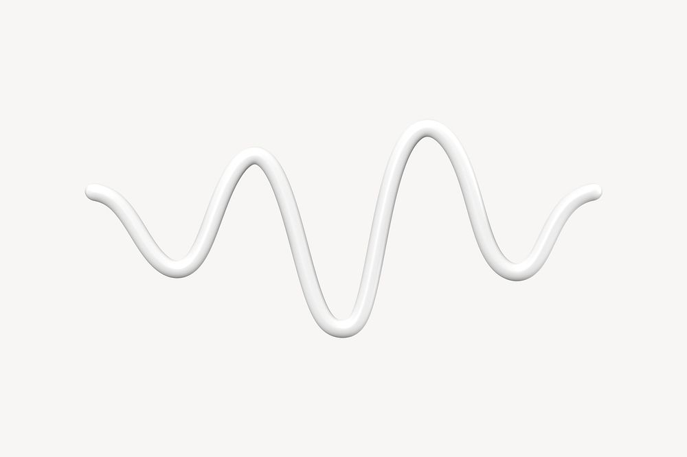 White wavy line, 3D graphic psd