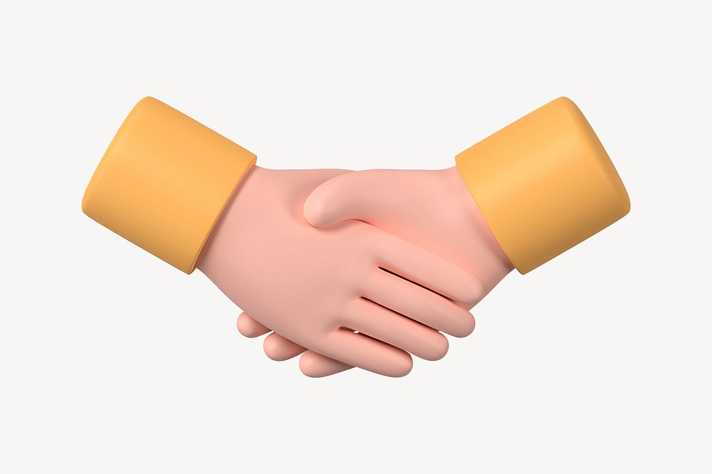 3D business handshake, gesture, etiquette illustration psd