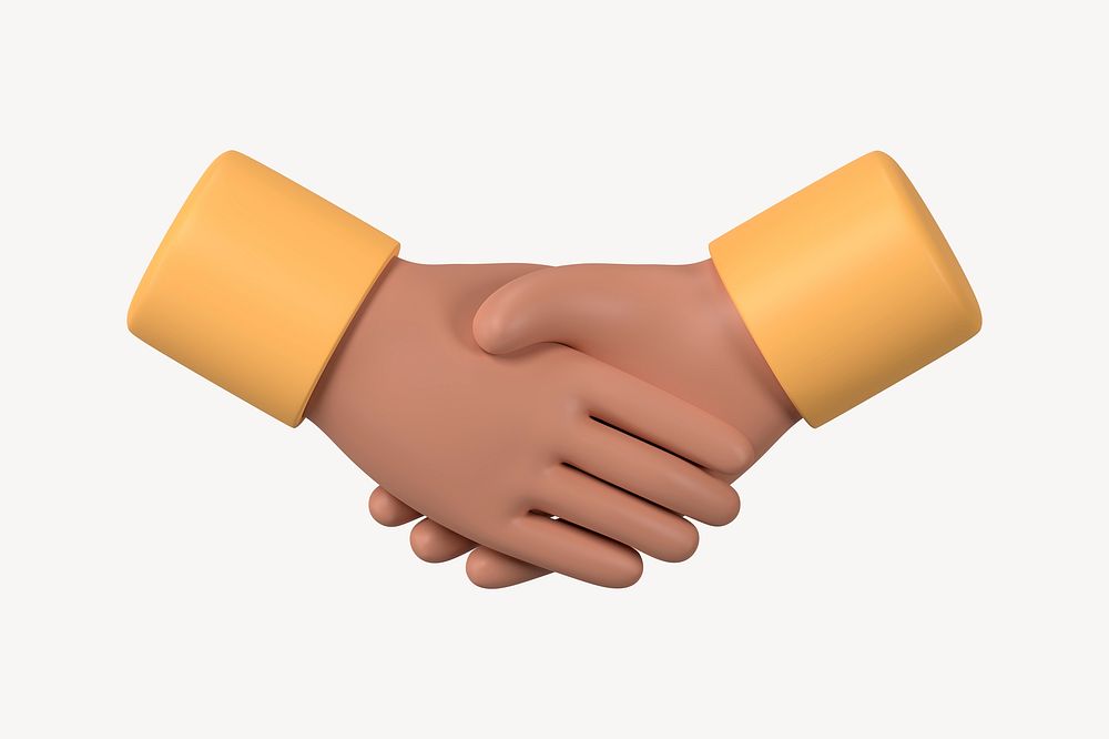 3D business handshake, gesture, etiquette illustration psd