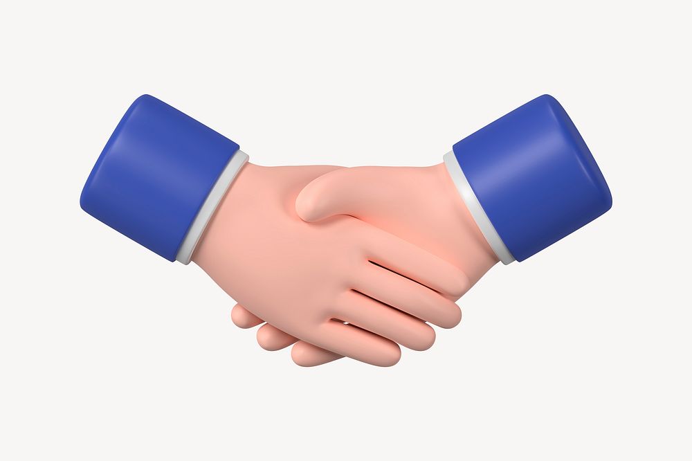 3D business handshake, gesture, etiquette illustration psd