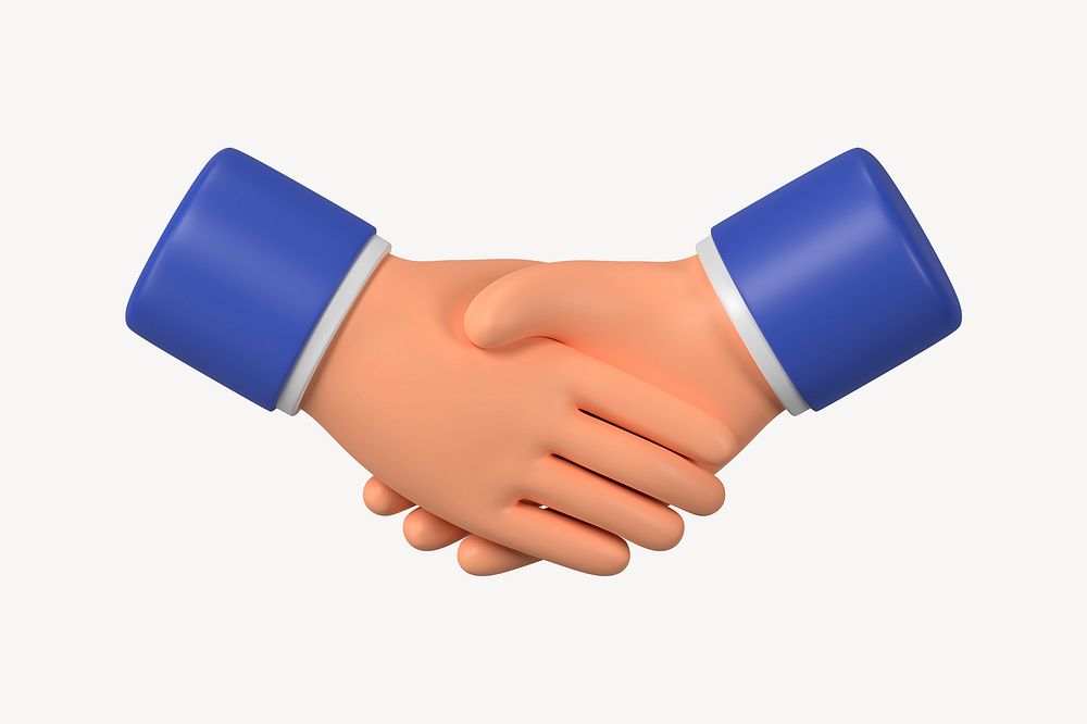 3D business handshake, gesture, etiquette illustration psd