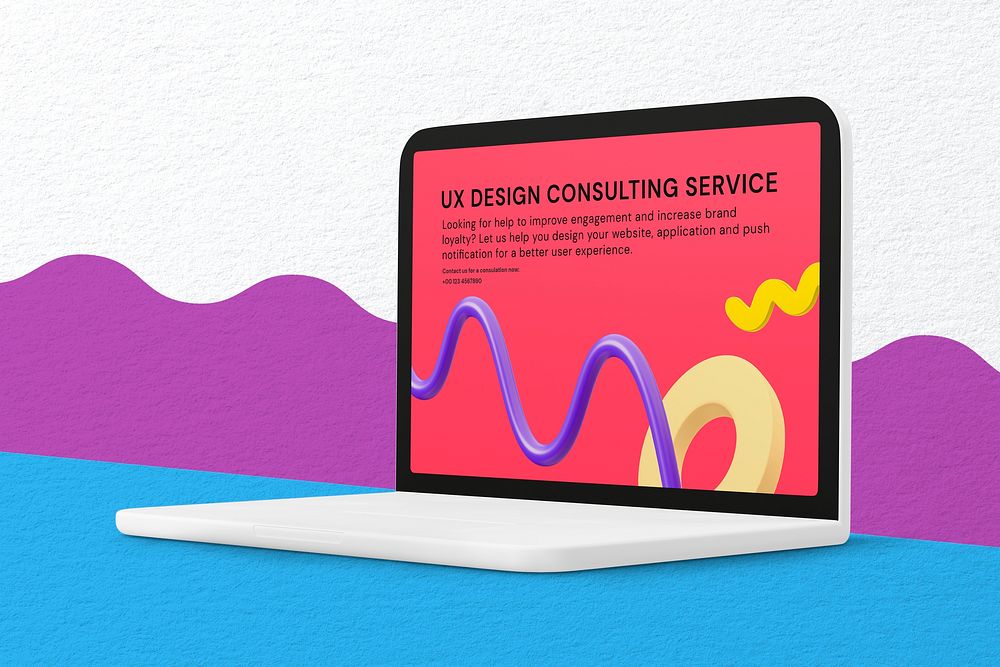 3D laptop screen mockup, digital device psd