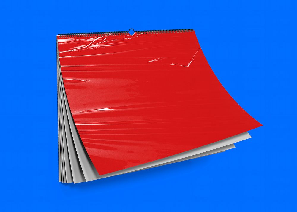 Red calendar wrapped with plastic