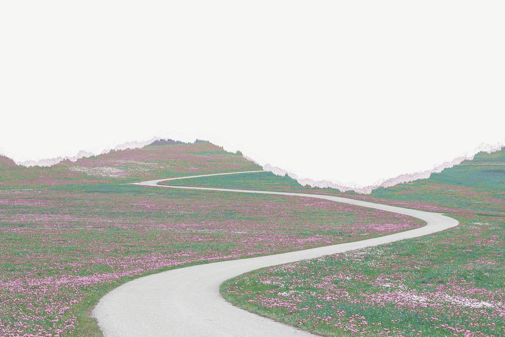 Country road border collage element psd