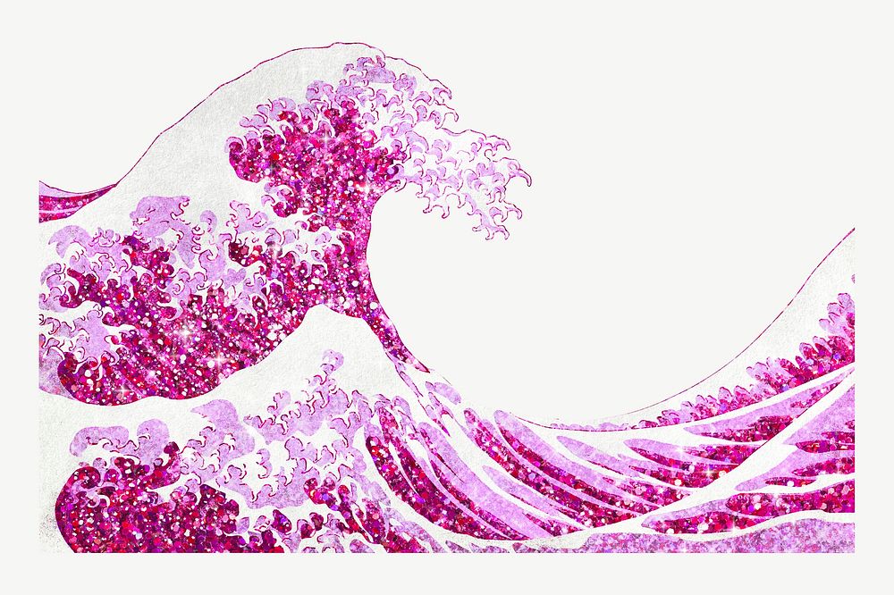 Hokusai's pink Japanese wave psd. Remixed by rawpixel