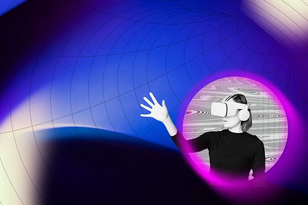 VR entertainment background, technology remix
