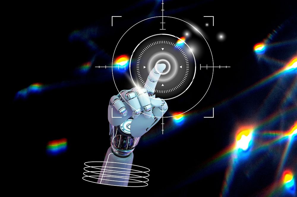 AI robot background, futuristic technology remix
