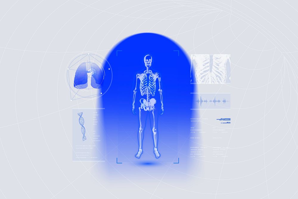 Medical technology background, human body scan remix