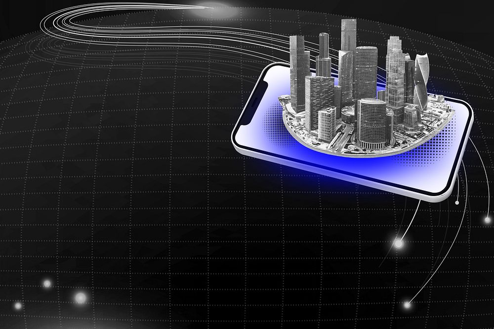 Smart city background, global technology remix