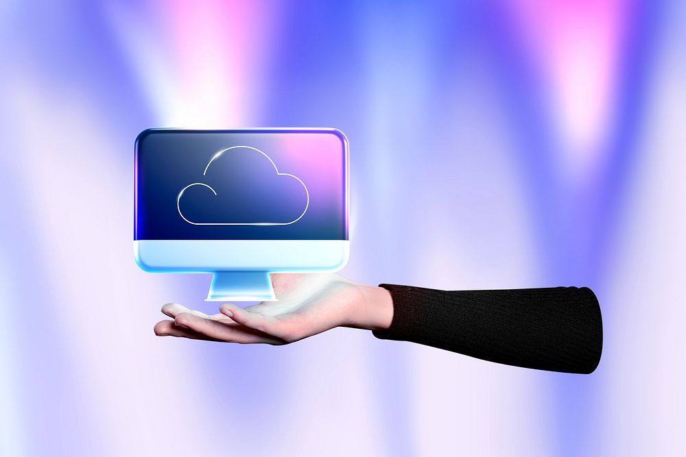 Cloud storage background, technology remix