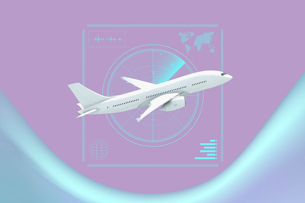 Radar scanning airplane background, technology remix