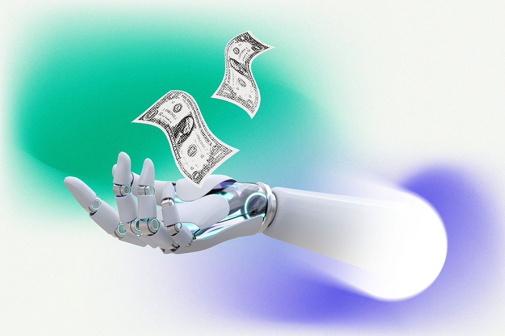 Financial robot, futuristic technology remix