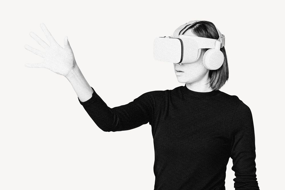 Woman wearing VR, entertainment technology