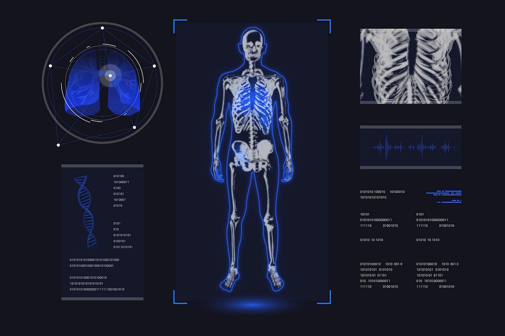 Human body scan, medical technology psd