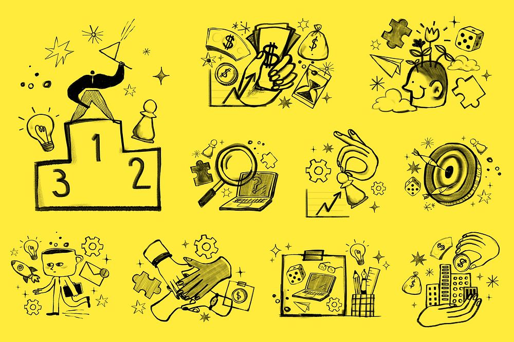 Creative corporate business doodle set
