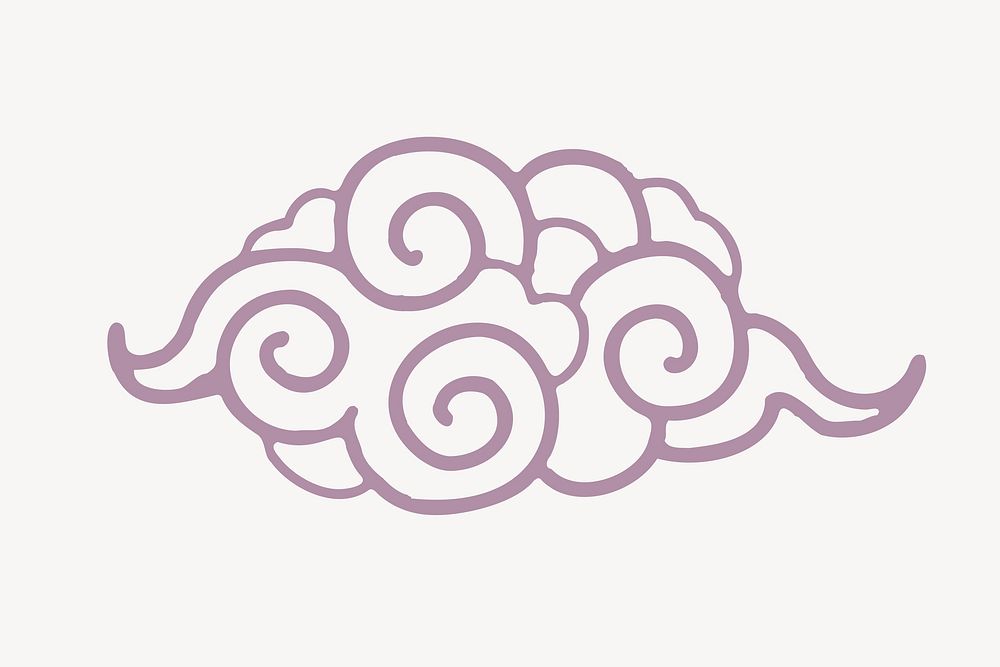 Purple oriental cloud, Chinese weather graphic vector