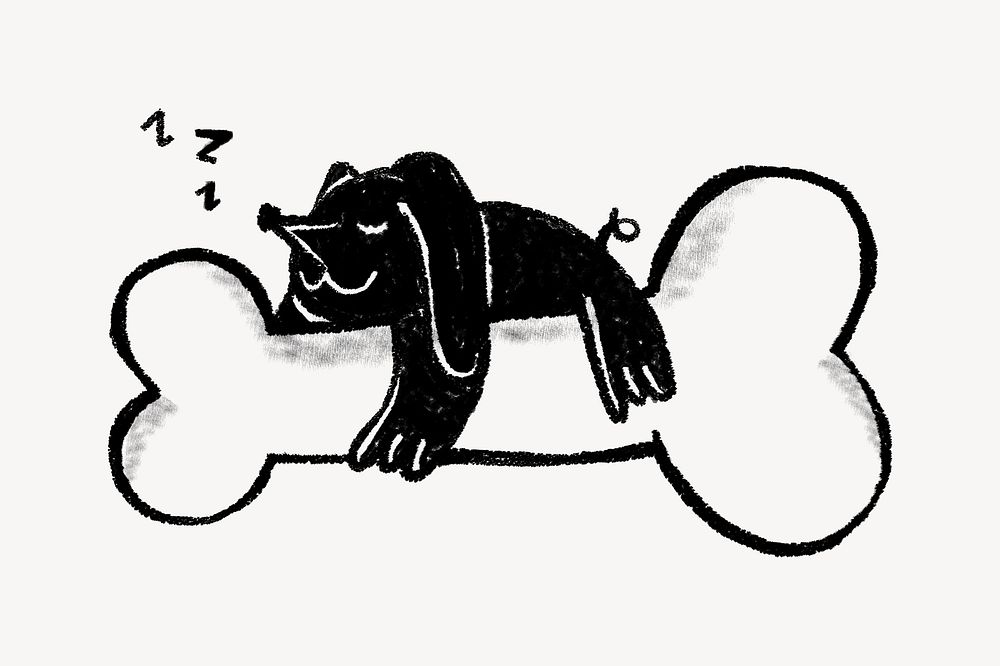 Sleeping dog, animal doodle graphic