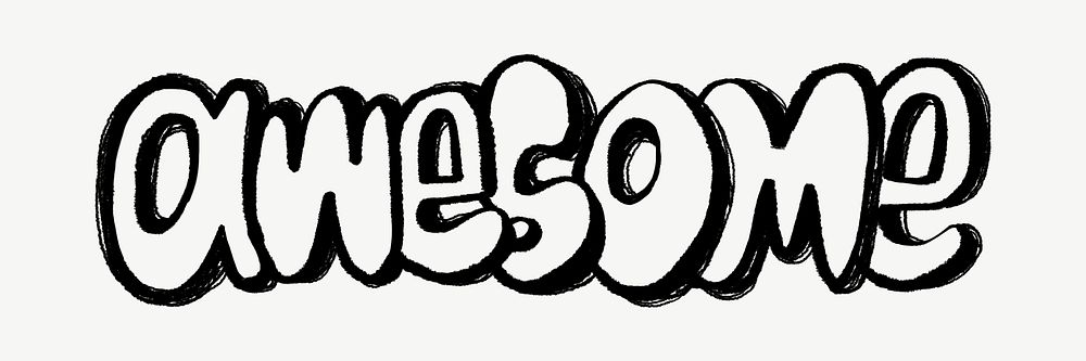 Awesome word, typography doodle psd
