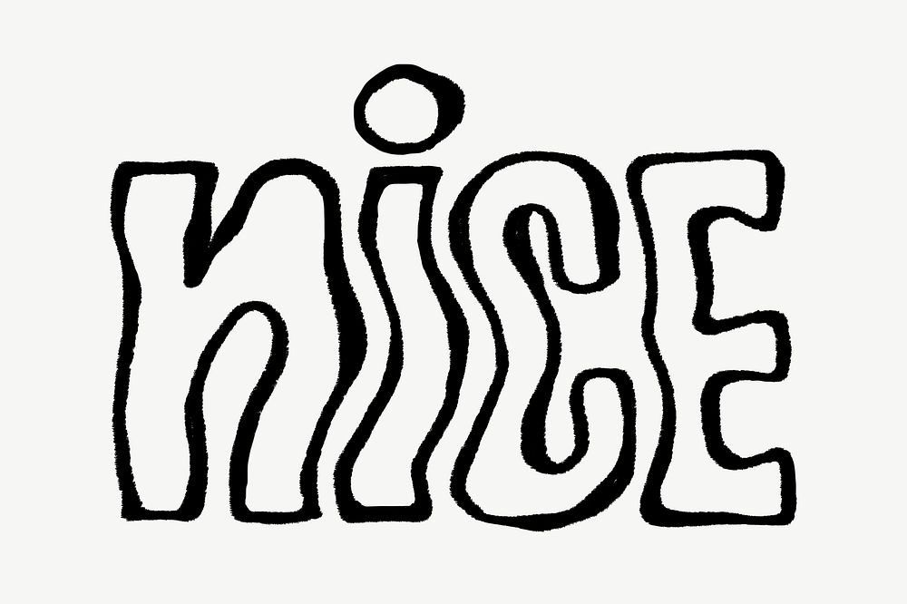 Nice distorted word, typography doodle psd