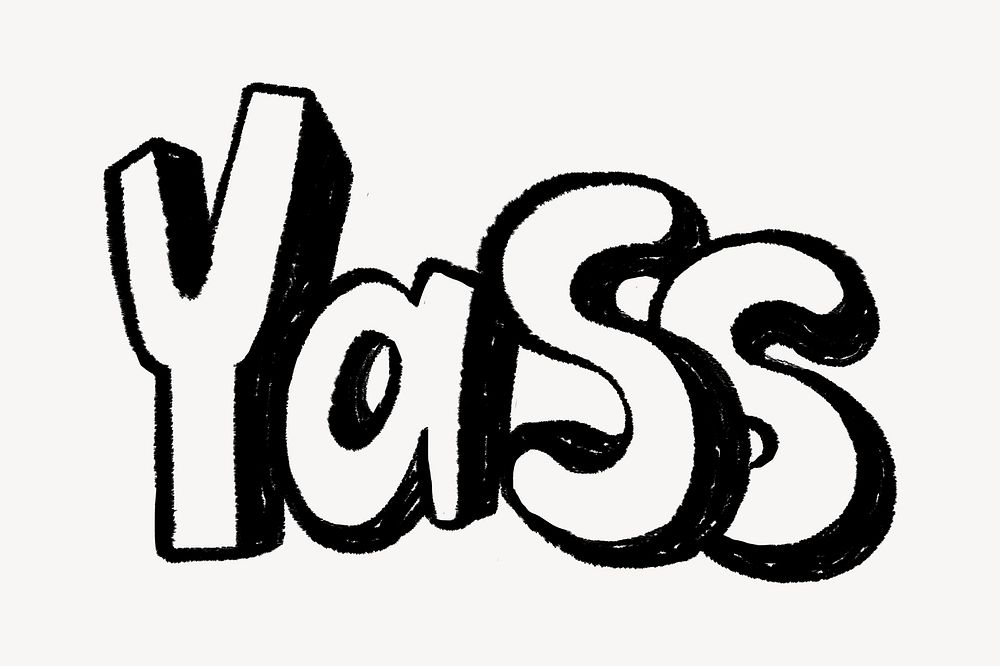 Yass word, typography doodle