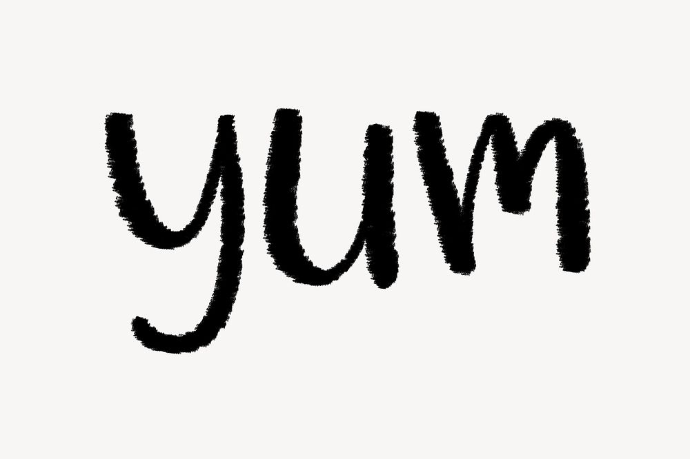 Yum word, chalky typography doodle