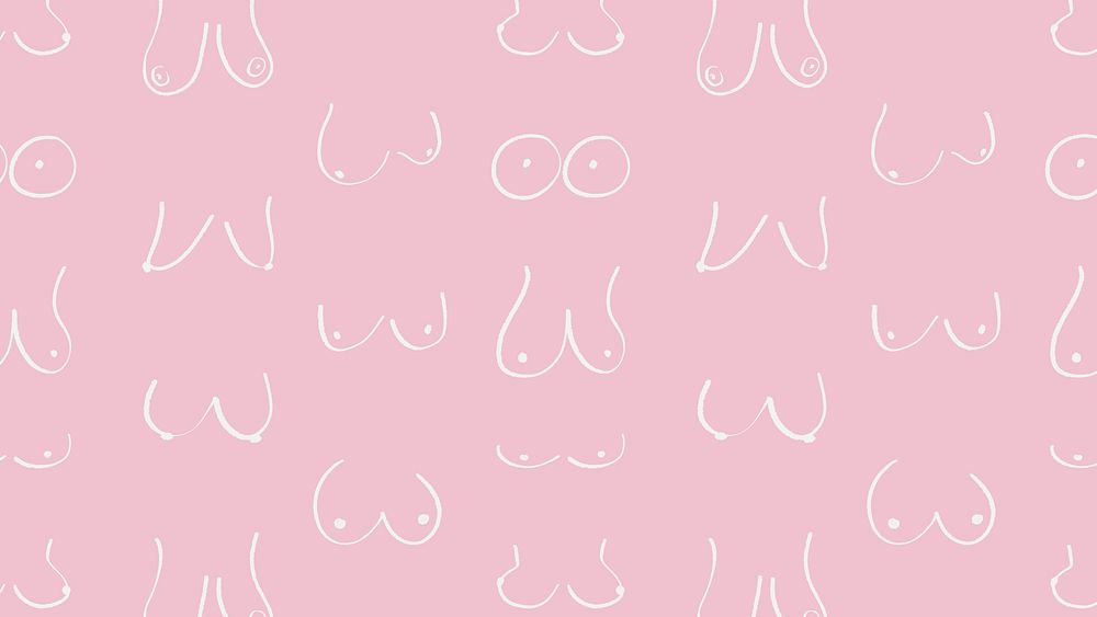 Women's breasts pattern computer wallpaper, cute doodle background