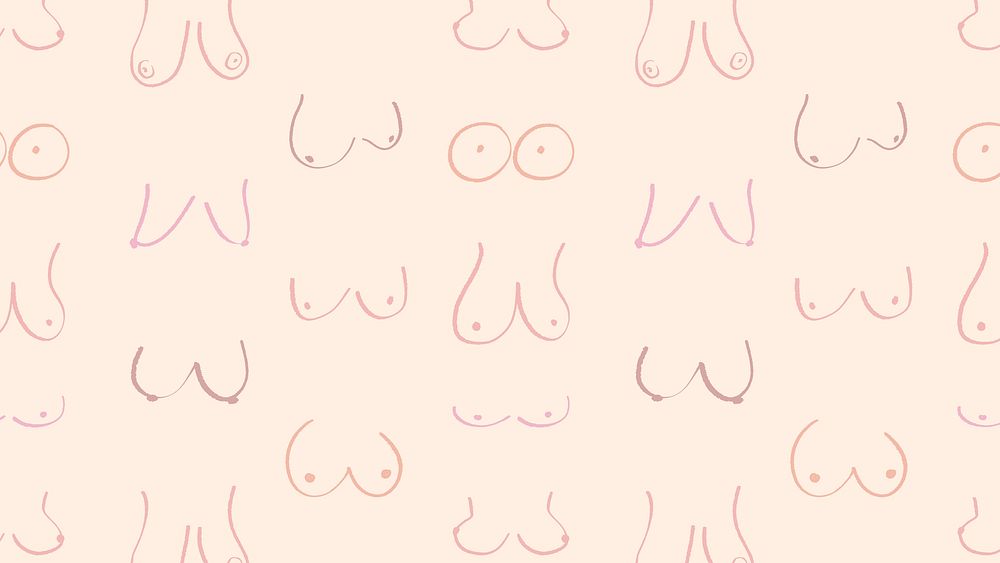 Women's breasts pattern computer wallpaper, cute doodle background