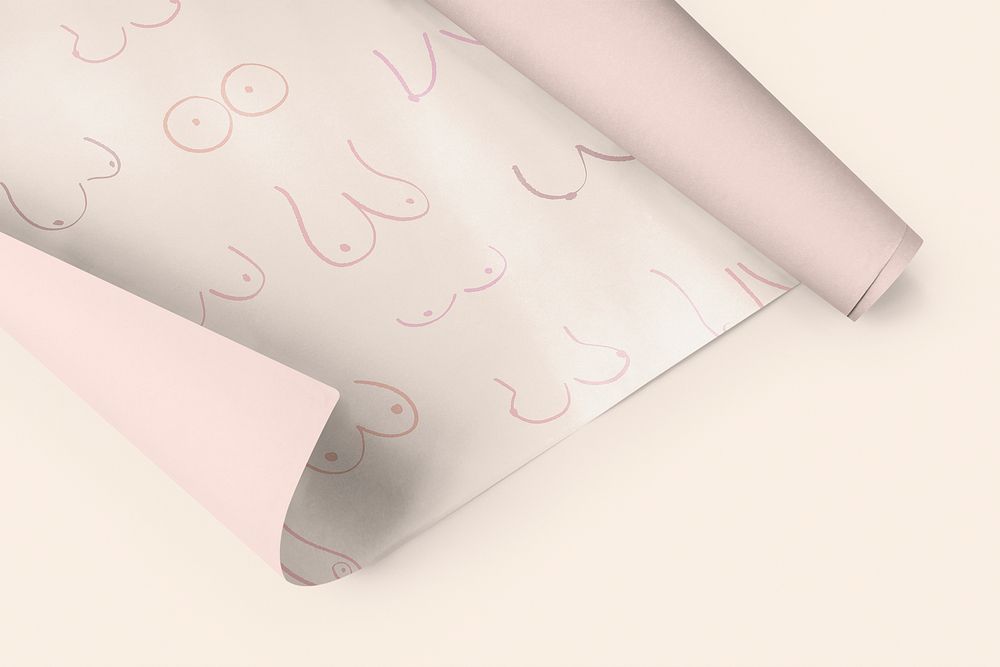 Boobs pattern wrapping paper mockup, customizable design psd