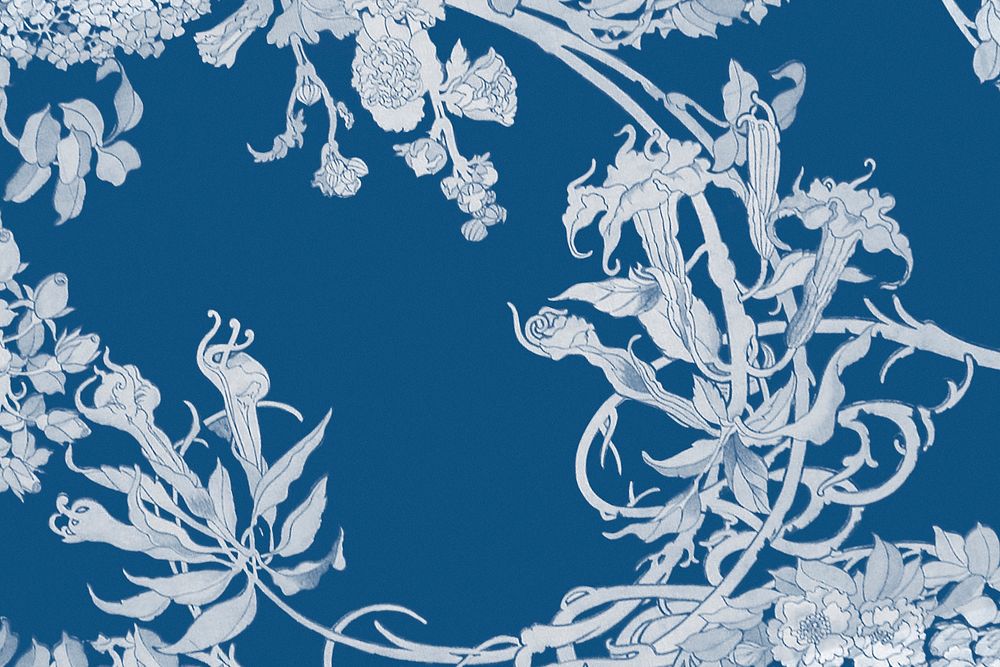 Blue floral background, remixed by rawpixel