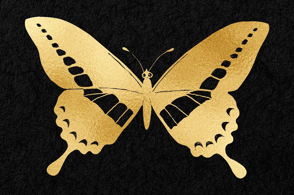 Gold butterfly, animal illustration, remixed by rawpixel
