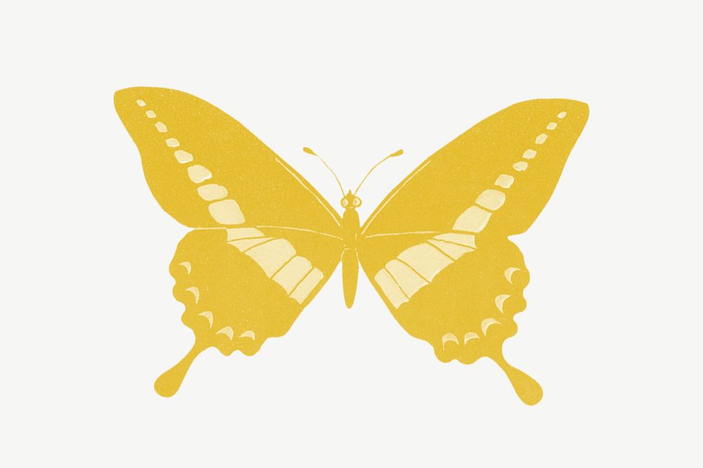 Yellow butterfly clipart psd, remixed by rawpixel