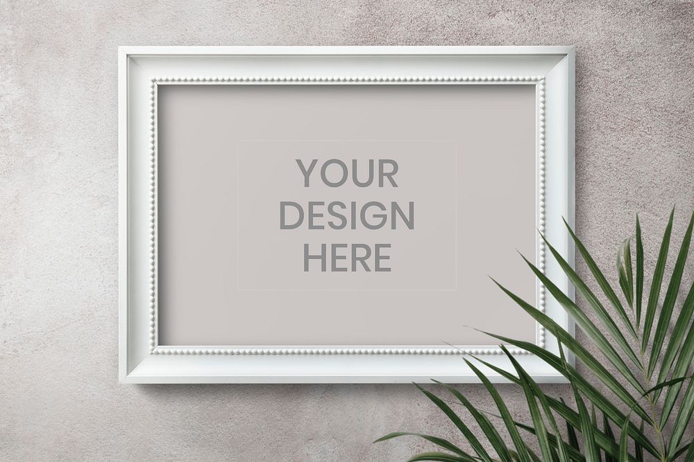 White frame mockup on a gray wall